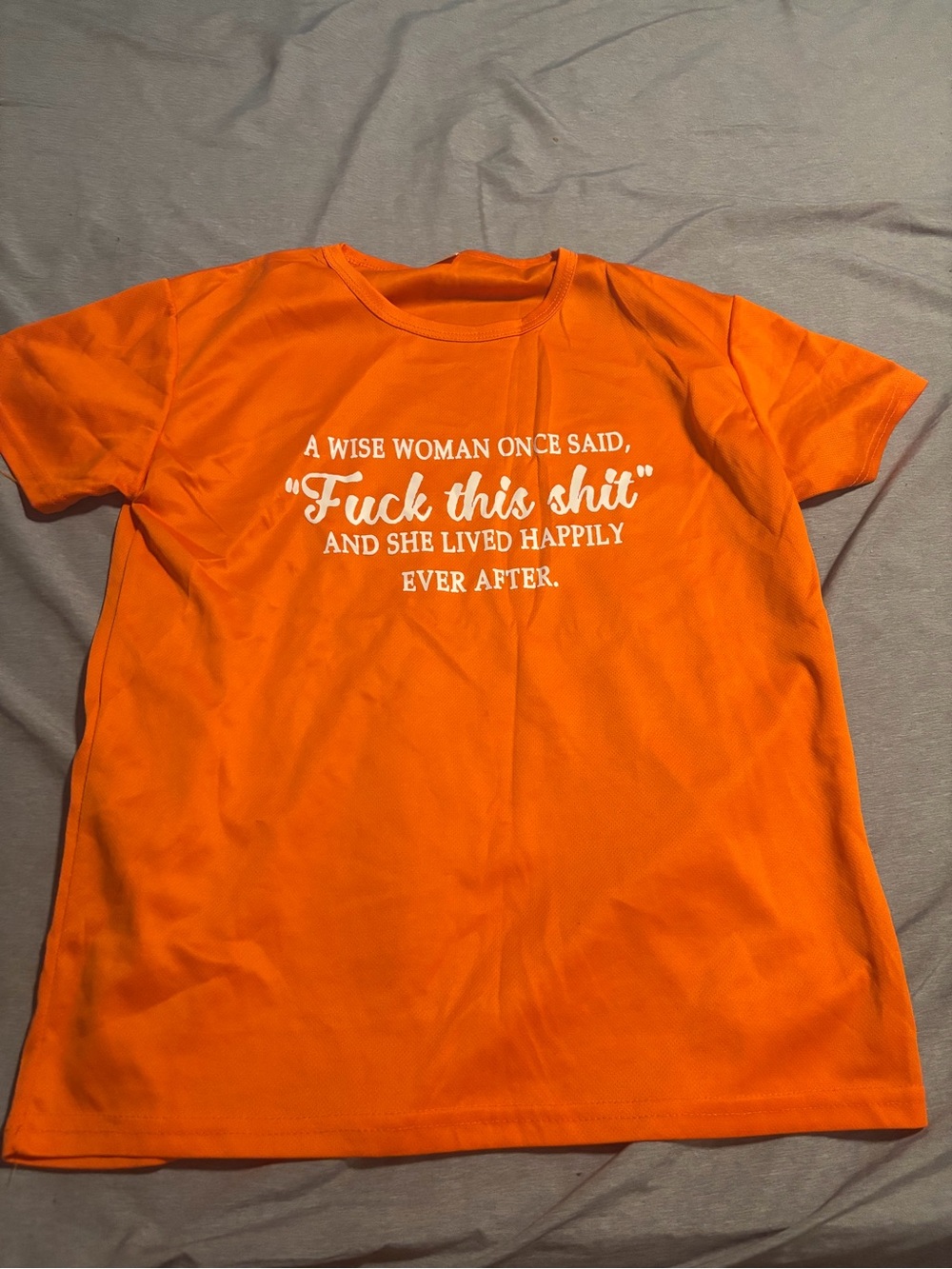 Bold Orange Graphic Tee with White Slogan new